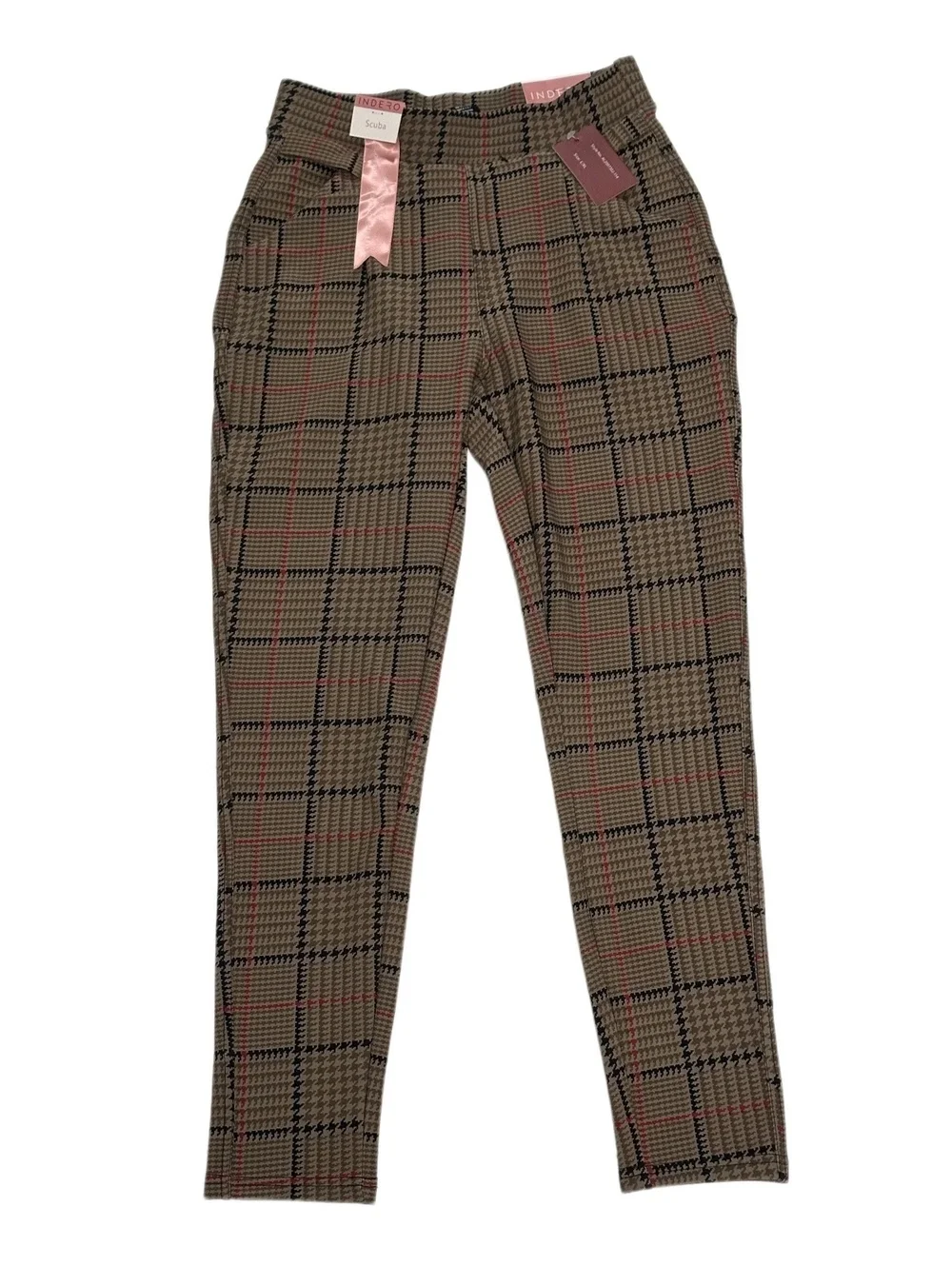 New! Indero Scuba Glen Plaid Leggings Sz L